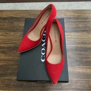 Coach red suede pumps